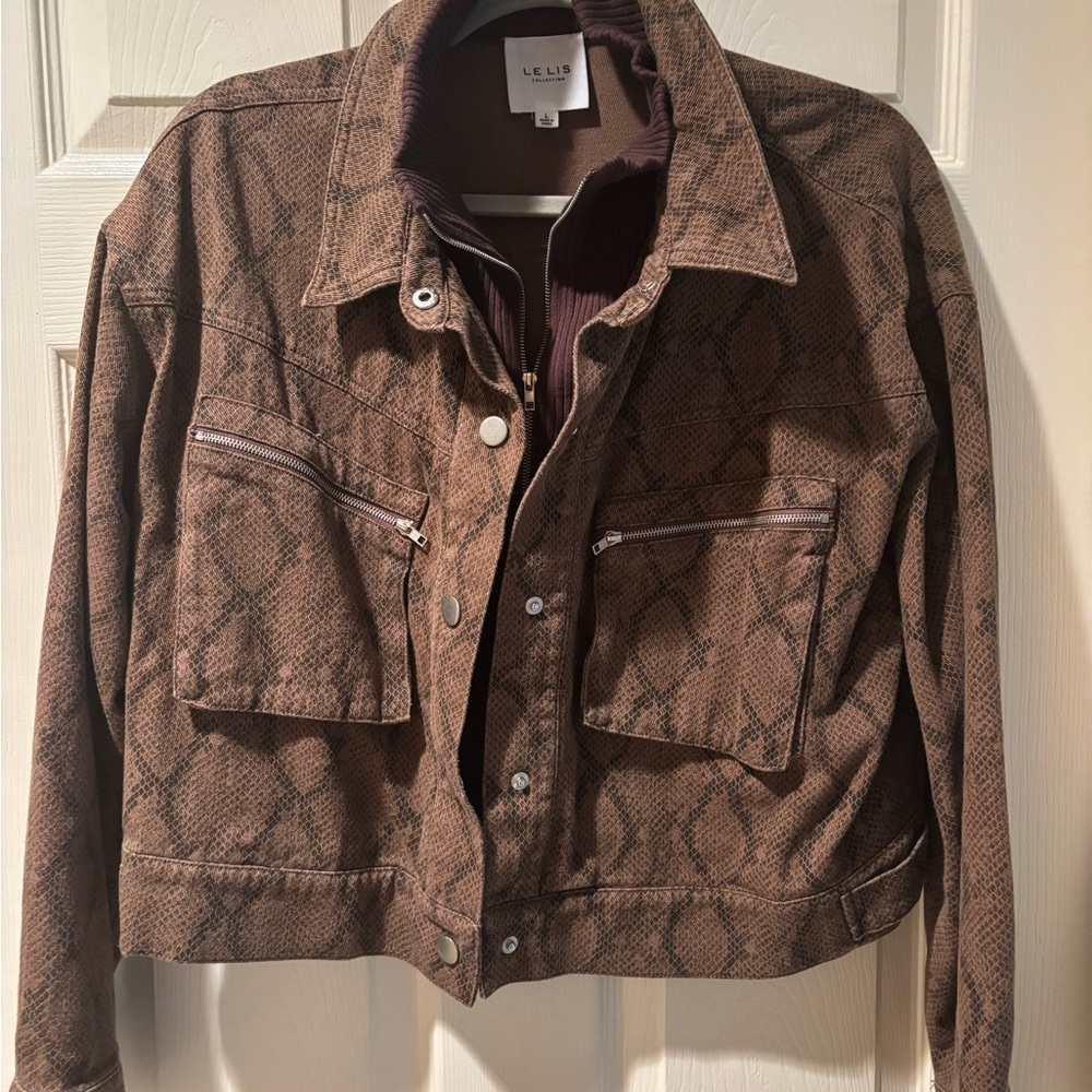 Le Lis Brown Snake Print Jacket